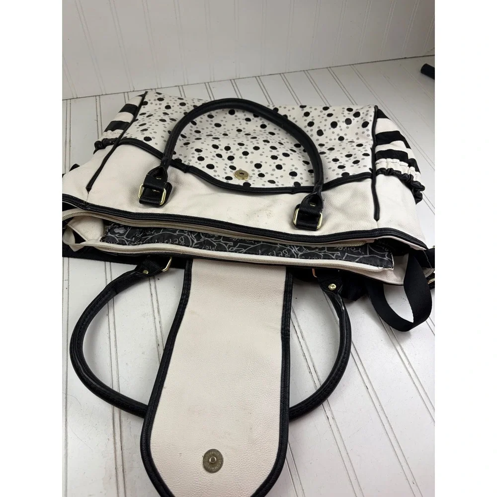 Betsey Johnson Vintage Y2K White Polka Dot Bow Diaper Bag Crossbody Purse